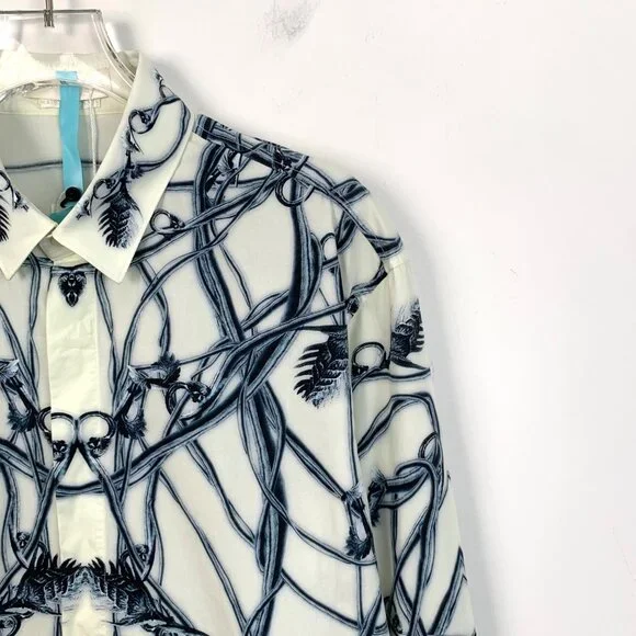 Alexander McQueen Colorblock Printed Cotton Collared Long Sleeve Single-Breasted